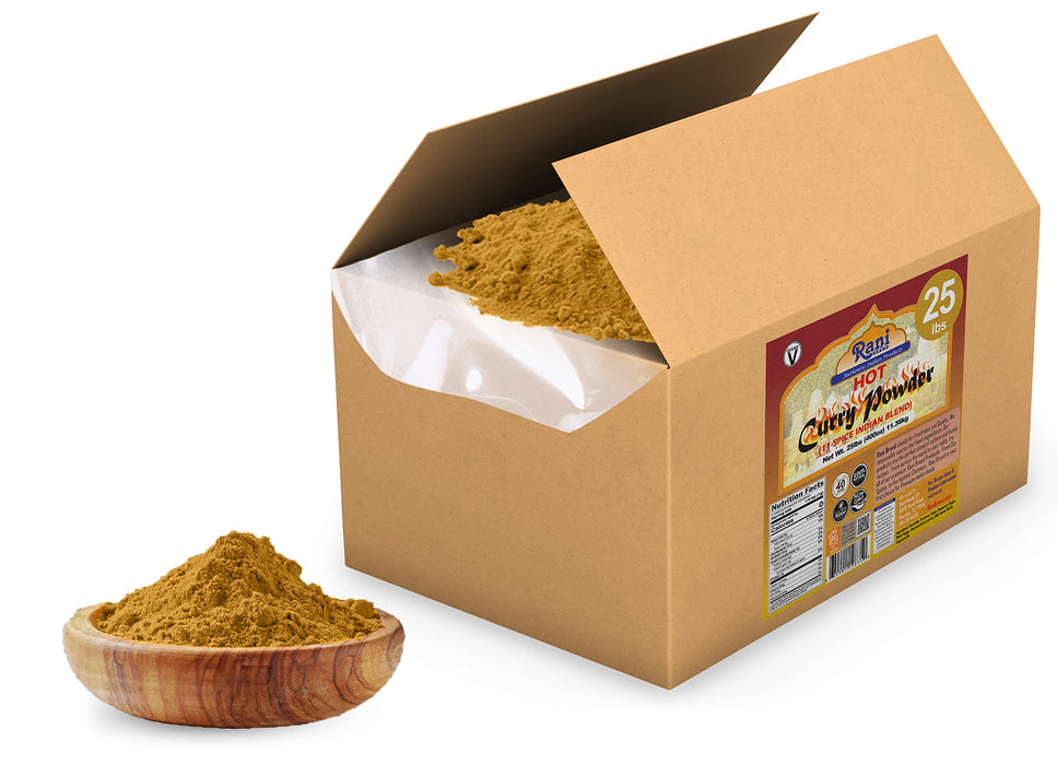 Rani Curry Powder Hot Natural 11-Spice Blend 400 Ounce (25lbs) 11.36kg ~ Bulk Box ~ Salt Free | Vegan | Gluten Friendly | NON-GMO