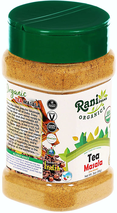 Rani Organic Tea (Chai) Masala Indian Spice Blend 3oz (85g) PET Jar ~ All Natural | Vegan | Gluten Friendly | Indian Origin | USDA Certified Organic