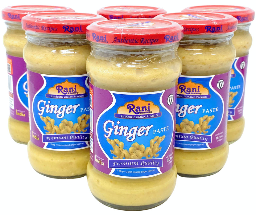 Rani Ginger Cooking Paste 10.58oz (300g) Glass Jar, Pack of 5+1 FREE ~ Vegan | Gluten Free | NON-GMO | No Colors | Indian Origin