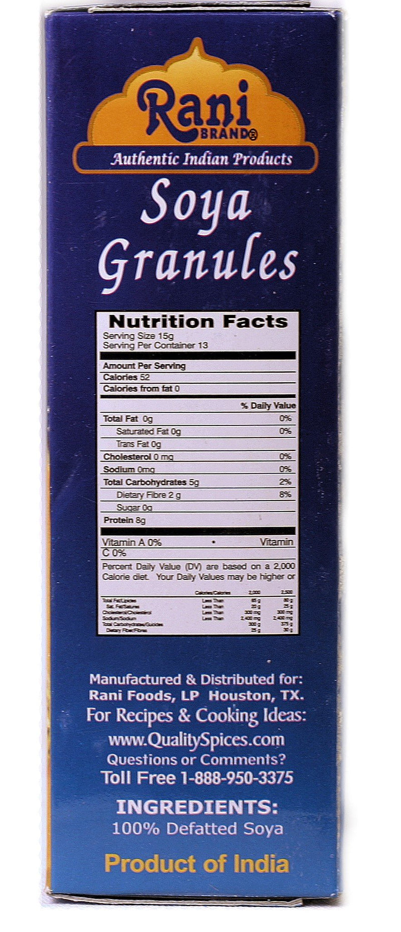 Rani Soya Granules (High Protein) 7oz (200g) ~ All Natural, Salt-Free | Vegan | No Colors | Gluten Friendly | Meat Alternate Substitute