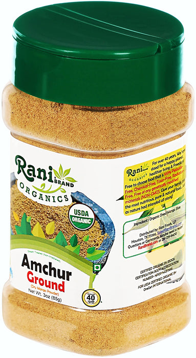 Rani Organic Amchur Ground (Dry Mango Powder) Spice 3oz (85g) PET Jar ~ All Natural | Vegan | Gluten Friendly | Indian Origin | USDA Certified Organic