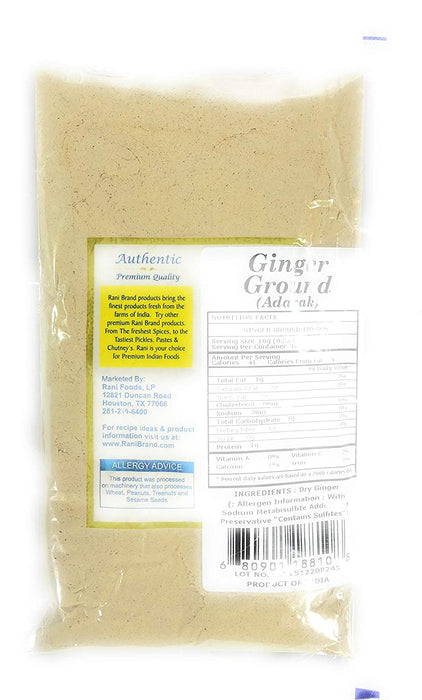 Rani Ginger (Adarak) Powder Ground, Spice 3.5oz (100g) ~ Natural | Vegan | Gluten Friendly | NON-GMO | Indian Origin