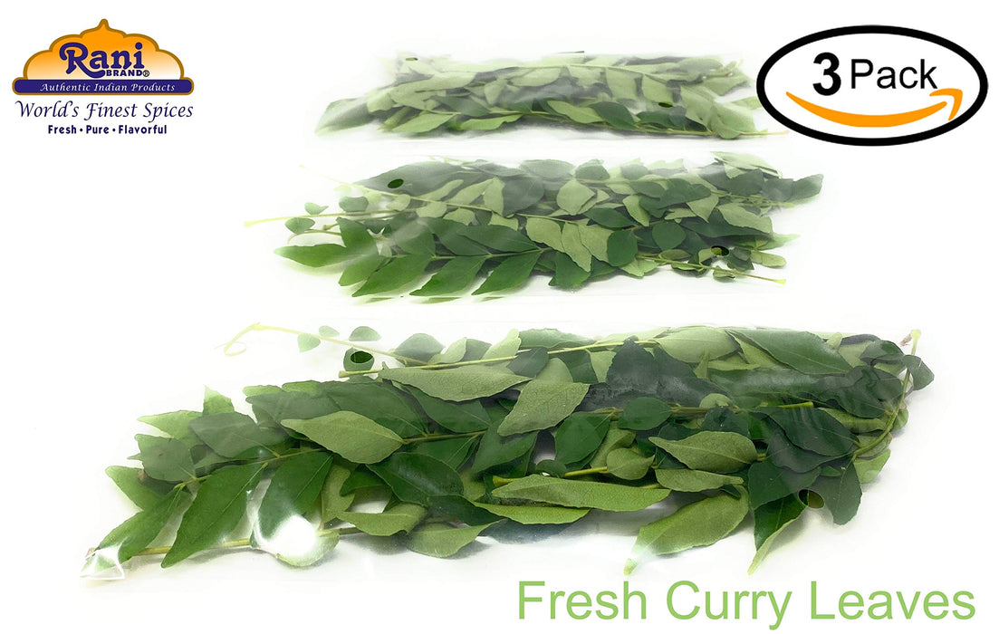Rani Fresh Curry Leaves 3oz (Pack of 3 x 1oz) ~All Natural | Vegan | Gluten Friendly | NON-GMO
