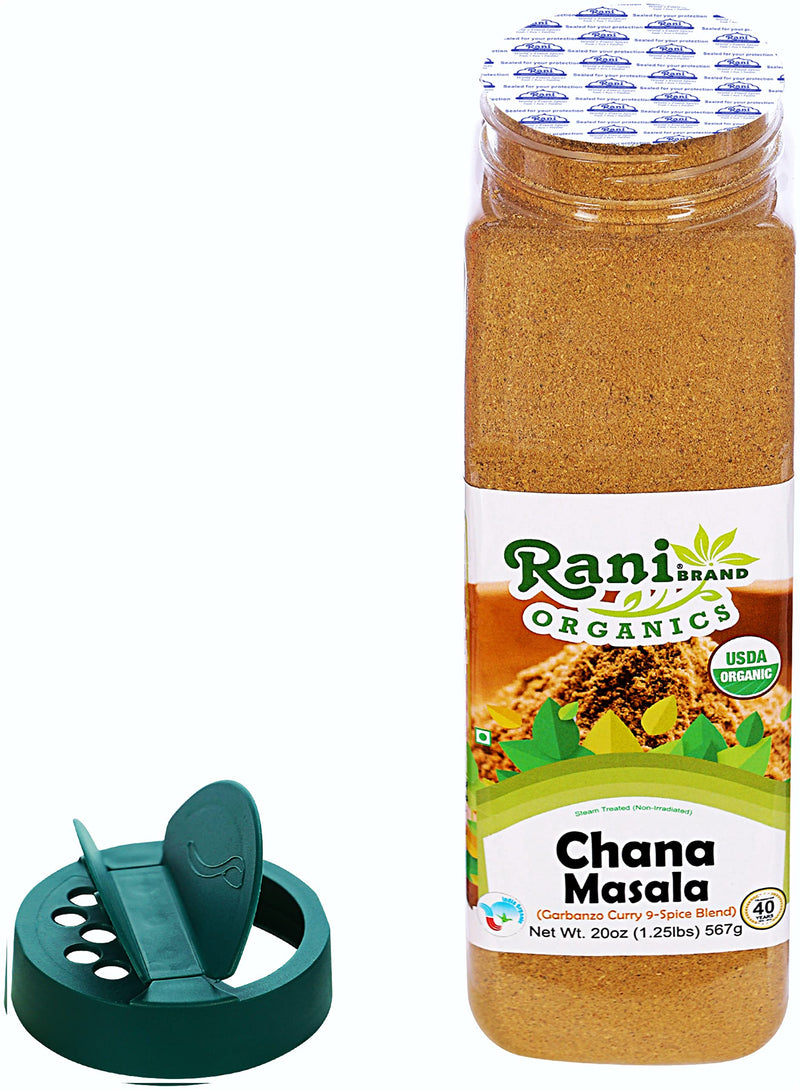 Rani Organic Chana Masala (Garbanzo Curry 9-Spice Blend) 20oz (1.25lbs) 567g PET Jar ~ All Natural | Gluten Friendly | USDA Certified Organic