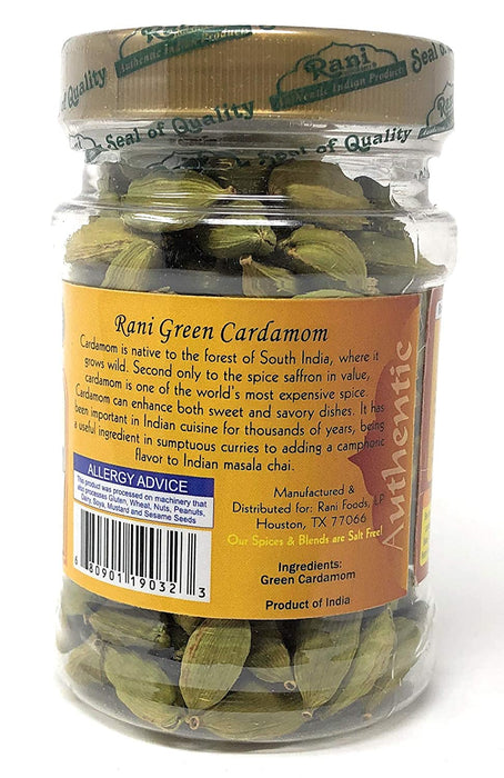 Rani Green Cardamom Pods Spice (Hari Elachi) 2oz (56g) PET Jar ~ All Natural | Vegan | Gluten Friendly | NON-GMO | Product of India