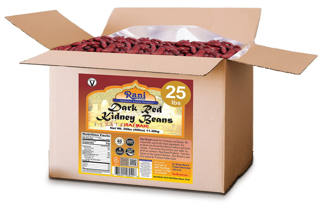 Rani Red Kidney Beans, Dark 400oz (25lbs) 11.36kg Bulk Box ~ All Natural | Vegan | Gluten Friendly | NON-GMO | Raj Mah