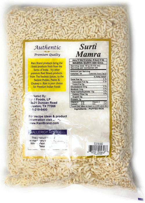 Rani Surti (Surati) (Puffed Rice) 14oz (400g) ~ All Natural | No Color | Gluten Friendly | Vegan | NON-GMO | No Salt or fillers | Indian Origin