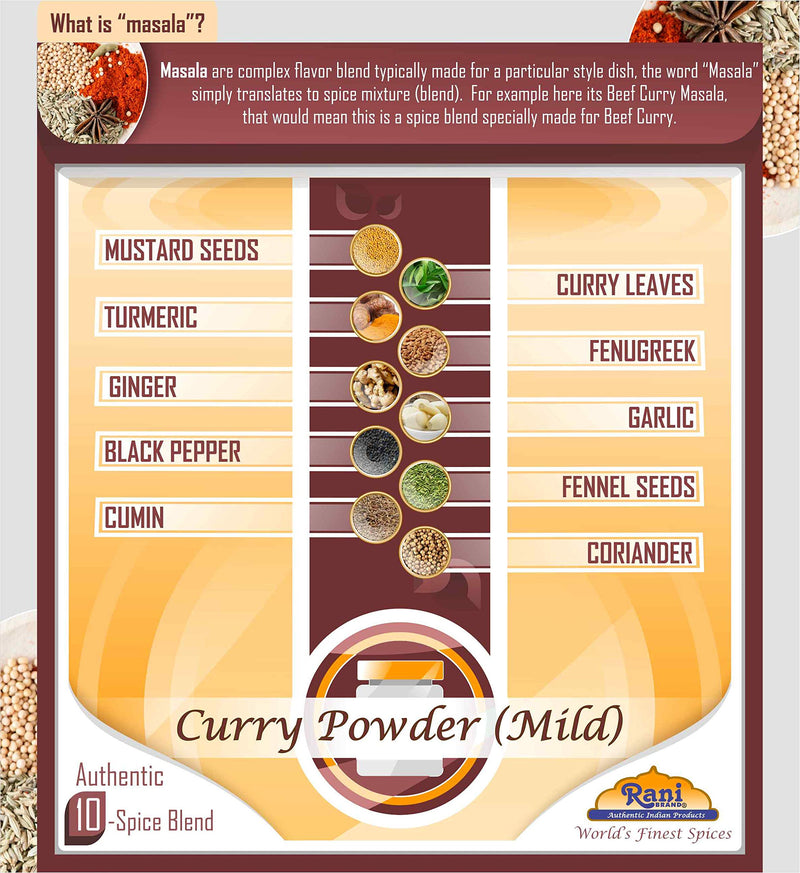 Rani Curry Powder Mild Natural 10-Spice Blend 400oz (25lbs) 11.36kg Bulk Box ~ Salt Free | NO Chili or Peppers | Vegan | No Colors | Gluten Friendly