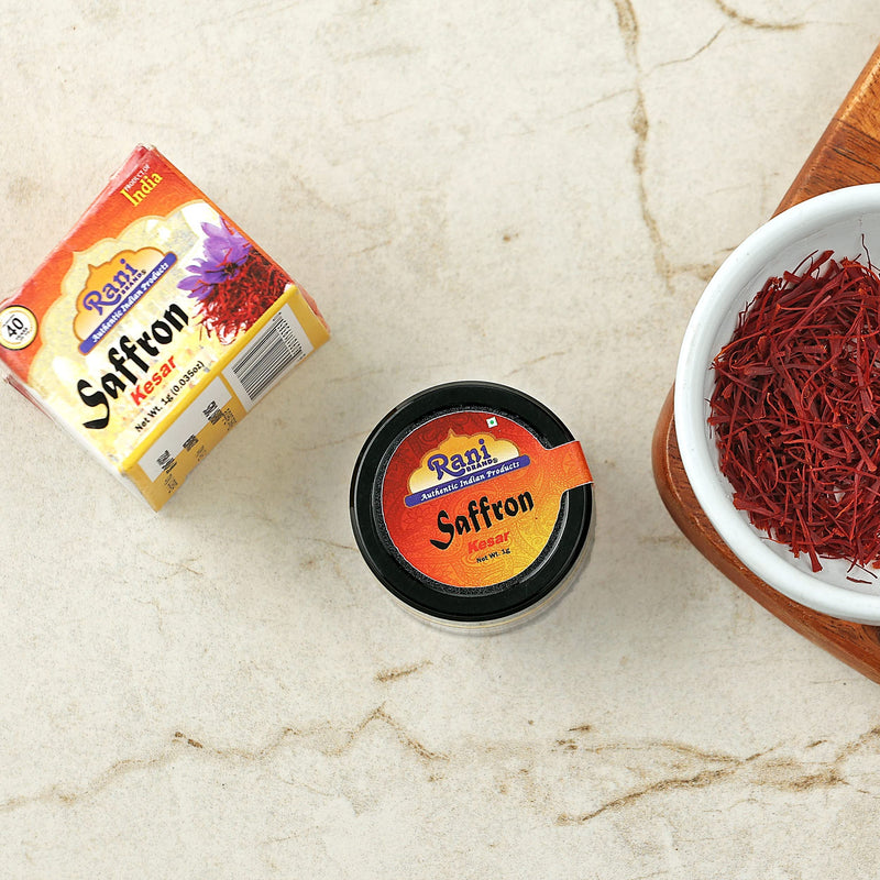 Rani Pure Saffron (Kesar) from India, Fragrant & Full Flavor, Great for Cooking, Tea & Medicinal, Grade A all red threads, 1gm (0.035oz), Pack of 12, PET Jar ~ All Natural, Salt-Free | Vegan | No Colors | Gluten Friendly | NON-GMO