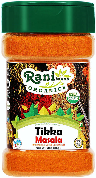 Rani Organic Tikka Masala (Marinade & Grilled Spice Blend) 6-Spice Indian Blend 3oz (85g) PET Jar ~ All Natural | USDA Certified Organic