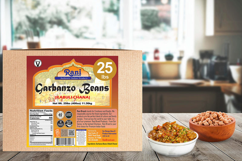 Rani Garbanzo Beans (Kabuli Chana) 400oz (25lbs) 11.36kg Bulk Box ~ All Natural | Vegan | Gluten Friendly | NON-GMO | Indian Origin