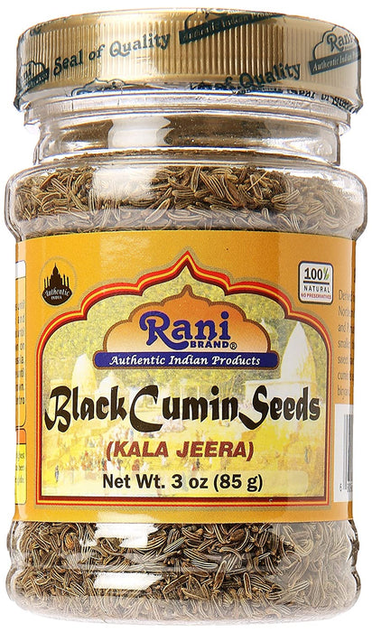 Rani Black Cumin Seeds (Kala Jeera / Bunium Bulbocastanum) 3oz (85g) PET Jar ~ All Natural | Gluten Friendly | NON-GMO | Vegan | Indian Origin