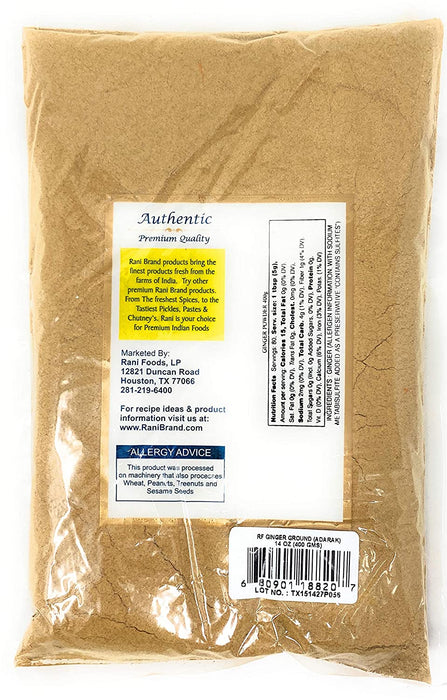 Rani Ginger (Adarak) Powder Ground, Spice 14oz (400g) ~ Natural | Vegan | Gluten Friendly | NON-GMO | Indian Origin