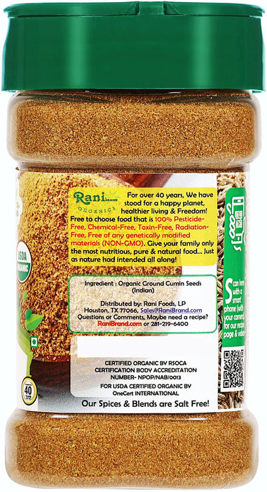 Rani Organic Cumin Powder (Jeera Powder) 3oz (85g) PET Jar ~ All Natural | Vegan | Gluten Friendly | Indian Origin | USDA Certified Organic