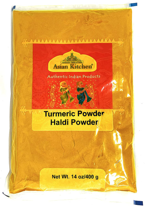 Asian Kitchen Turmeric (Haldi) Root Powder Spice (High Curcumin Content) 14oz (400g) ~ All Natural | Vegan | Gluten Friendly | NON-GMO | Indian Origin