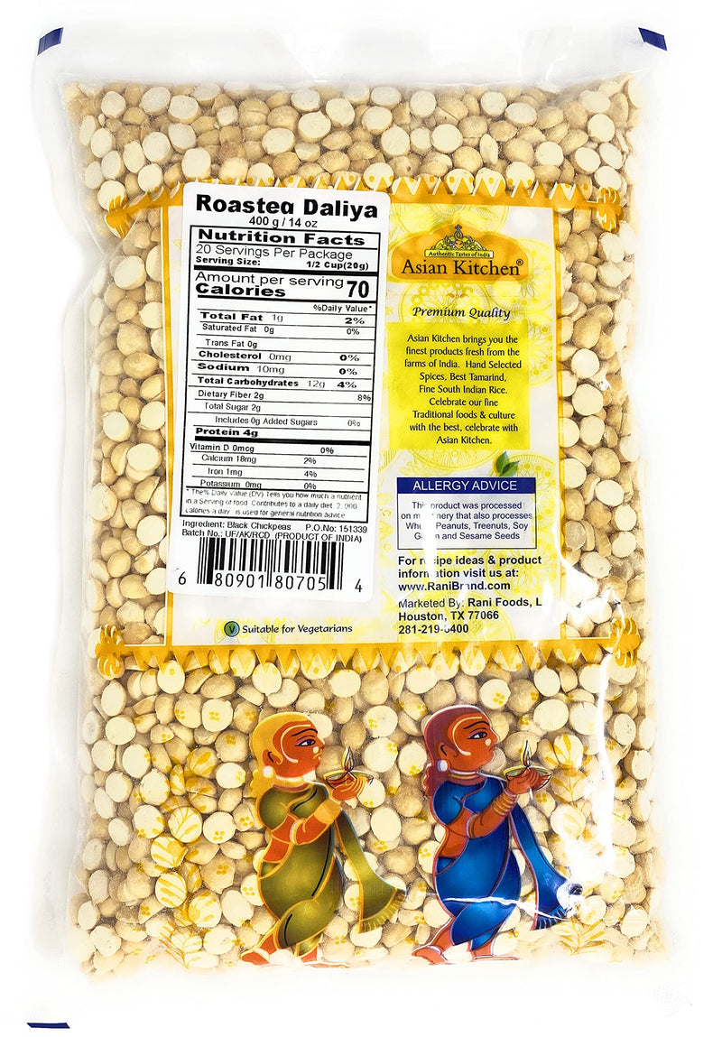Asian Kitchen Daliya Split (Roasted Split Chickpeas Dalia) 400g (14oz) ~ All Natural | Vegan | Indian Origin