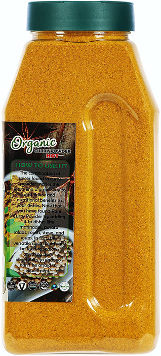 Rani Organic Curry Powder Hot (9-Spice Authentic Indian Blend) 16oz (1lb) 454g PET Jar ~ All Natural | Salt-Free | Vegan | USDA Certified Organic