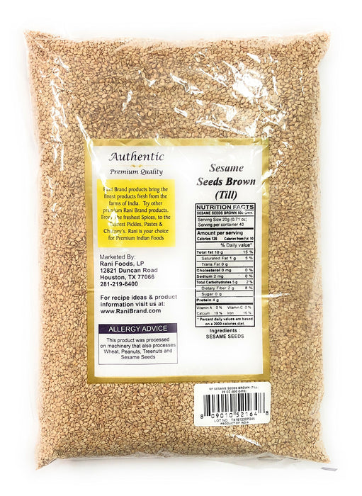 Rani Sesame Seeds Whole Raw (Till) Brown 28oz (800gm) ~ All Natural | Gluten Friendly | NON-GMO | Vegan | Indian Origin