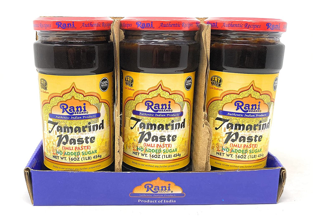 Rani Tamarind Paste (Imli) 16oz (1lb) 454g Glass Jar (Pack of 6) ~ No Added Sugar | All Natural | Vegan | Gluten-Free | No Colors | NON-GMO