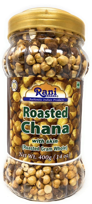 Rani Roasted Chana (Chickpeas) Plain Flavor 14oz (400g) PET Jar ~ All Natural | Vegan | No Preservatives | Gluten Friendly | Indian Origin | Great Snack, Ready to Eat