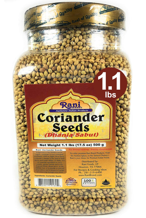Rani Coriander (Dhania) Seeds Whole, Indian Spice 17.5oz (500g) ~ All Natural ~ Gluten Free Ingredients | NON-GMO | Vegan | Indian Origin