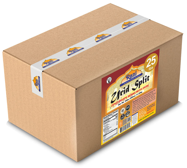 Rani Urid/Urad Split Chilka (Split Matpe Beans with Skin) Indian Lentils 400oz (25lbs) 11.36kg Bulk Box ~ All Natural | Gluten Friendly | NON-GMO | Vegan | Indian Origin