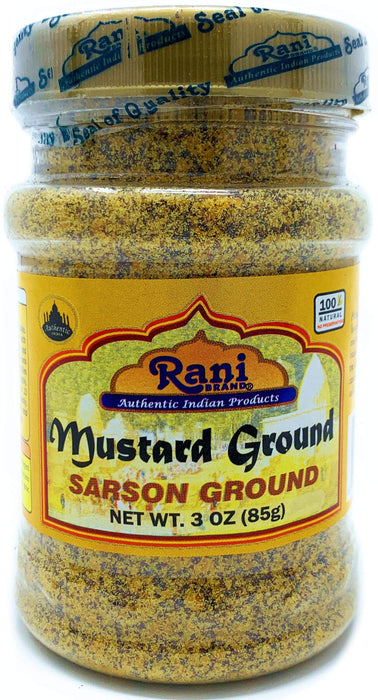 Rani Mustard Seeds Ground, Powder Spice (Rai Sarson) 3oz (85g) PET Jar ~ All Natural | Gluten Friendly | NON-GMO | Vegan | Indian Origin
