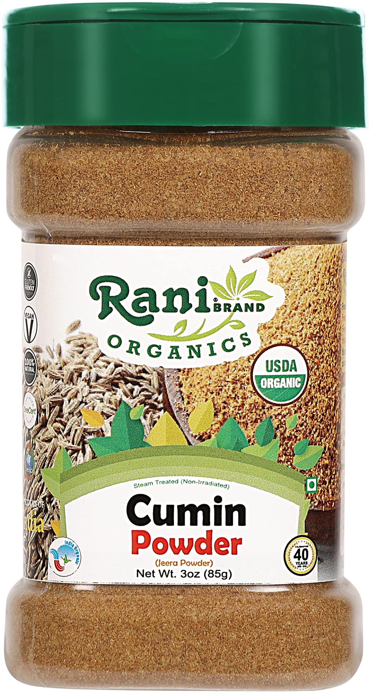 Rani Organic Cumin Powder (Jeera Powder) 3oz (85g) PET Jar ~ All Natur ...