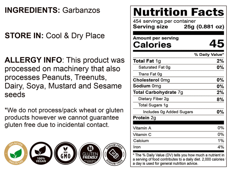Rani Garbanzo Beans (Kabuli Chana) 400oz (25lbs) 11.36kg Bulk Box ~ All Natural | Vegan | Gluten Friendly | NON-GMO | Indian Origin